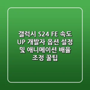 갤럭시 S24 FE 속도 UP 개발자 옵션 설정 및 애니메이션 배율 조정 꿀팁