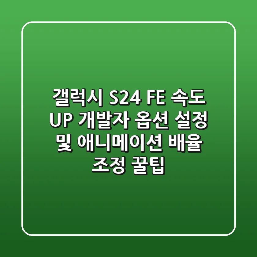 갤럭시 S24 FE 속도 UP 개발자 옵션 설정 및 애니메이션 배율 조정 꿀팁
