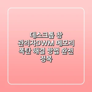 데스크톱 창 관리자(DWM) 메모리 폭탄?! 해결 방법 완전 정복
