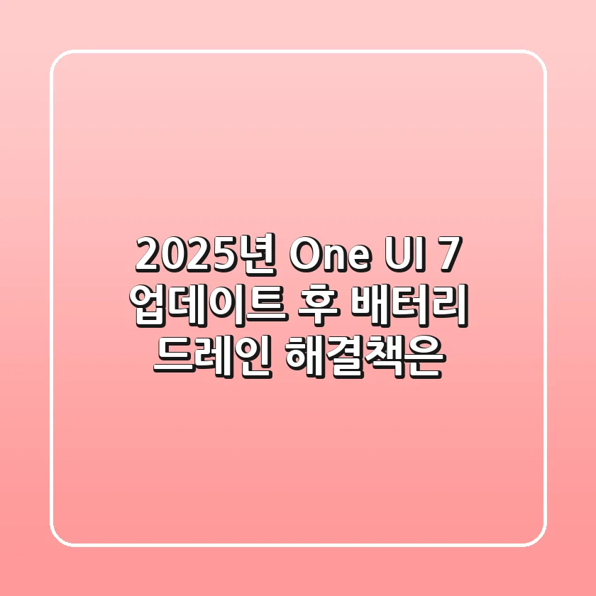 2025년 One UI 7 업데이트 후 배터리 드레인, 해결책은?