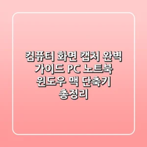 컴퓨터 화면 캡처 완벽 가이드 (PC & 노트북): 윈도우, 맥 단축키 총정리