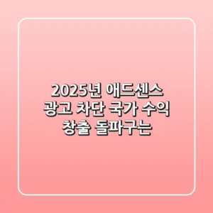 2025년 애드센스 광고 차단 국가, 수익 창출 돌파구는?