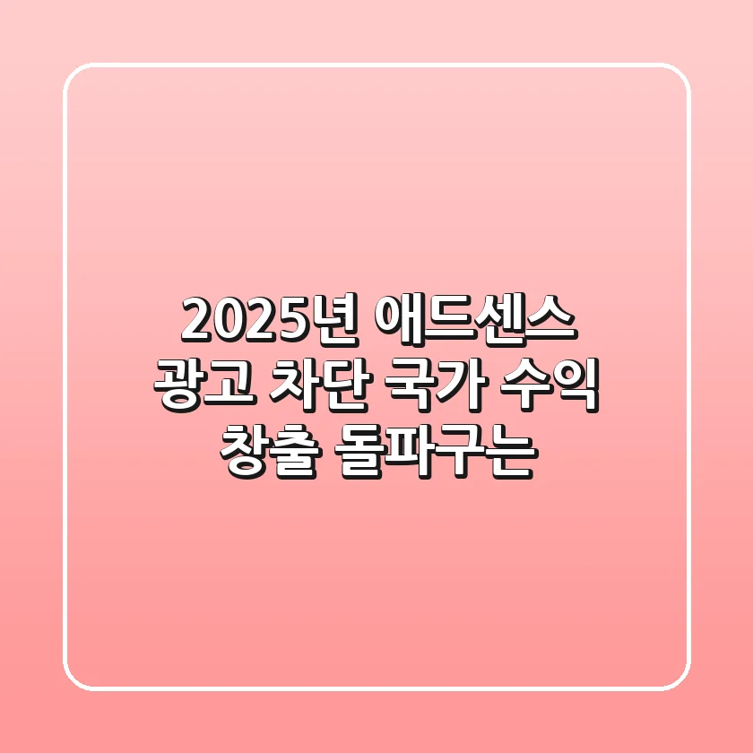 2025년 애드센스 광고 차단 국가, 수익 창출 돌파구는?