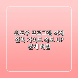 윈도우 프로그램 삭제 완벽 가이드: 속도 UP! 문제 해결!