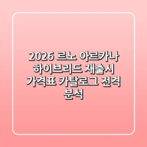 2026 르노 아르카나: 하이브리드 재출시! 가격표 & 카탈로그 전격 분석