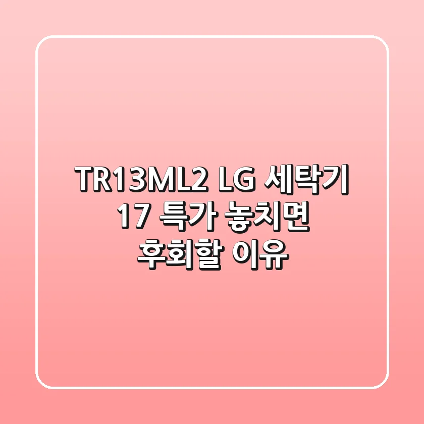 TR13ML2 LG 세탁기: 17% 특가, 놓치면 후회할 이유!