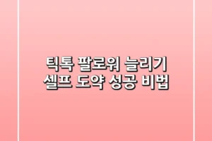 틱톡 팔로워 늘리기: 셀프 도약 성공 비법
