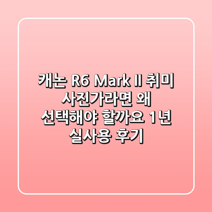 캐논 R6 Mark II, 취미 사진가라면 왜 선택해야 할까요? 1년 실사용 후기