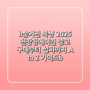 <b>숨겨진 복병! 2025 천장형에어컨 중고 구매부터 설치까지 A to Z 가이드</b>