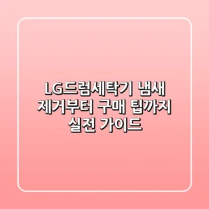 LG드럼세탁기 냄새 제거부터 구매 팁까지, 실전 가이드