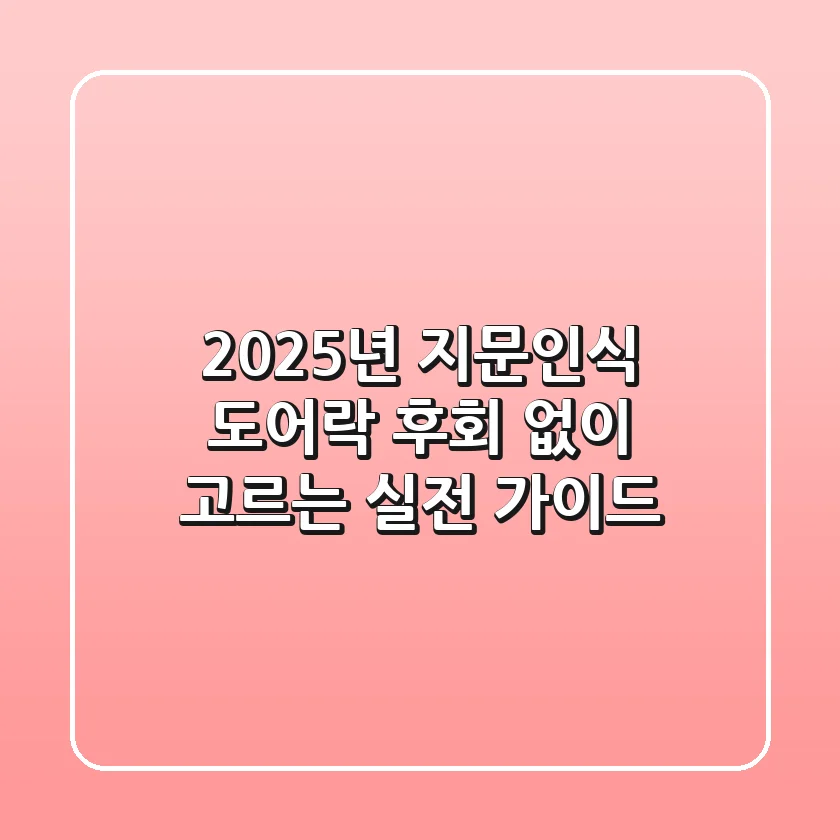 2025년 지문인식 도어락, 후회 없이 고르는 실전 가이드