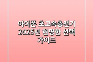 아이폰 초고속충전기, 2025년 현명한 선택 가이드