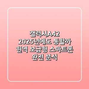 갤럭시A42, 2025년에도 통할까? 현역 보급형 스마트폰 완전 분석