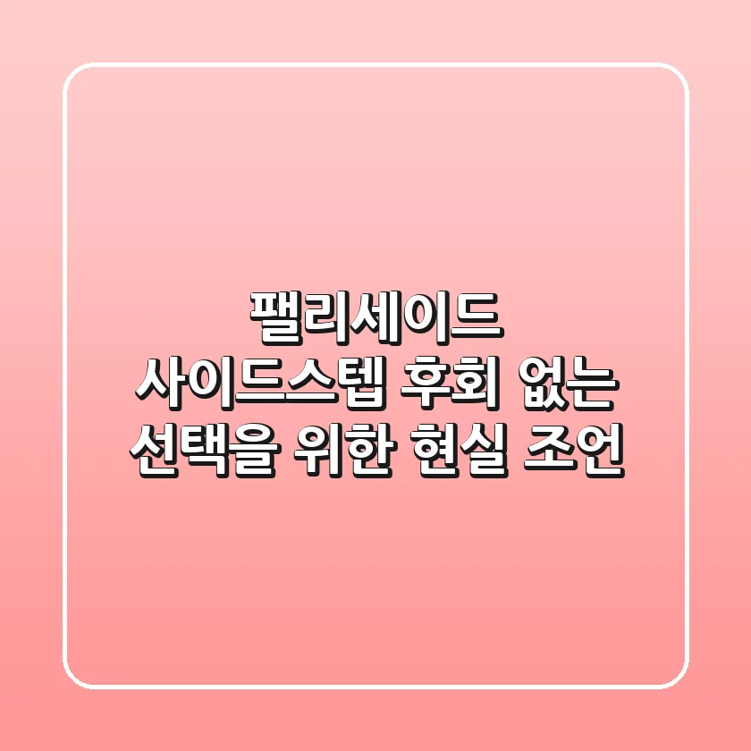 팰리세이드 사이드스텝, 후회 없는 선택을 위한 현실 조언