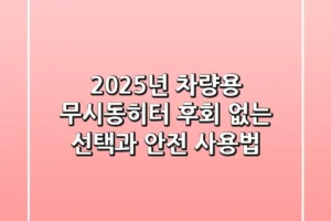 2025년 차량용 무시동히터, 후회 없는 선택과 안전 사용법