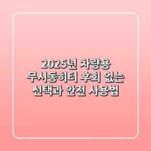 2025년 차량용 무시동히터, 후회 없는 선택과 안전 사용법
