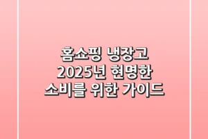 홈쇼핑 냉장고, 2025년 현명한 소비를 위한 가이드
