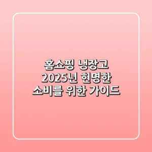 홈쇼핑 냉장고, 2025년 현명한 소비를 위한 가이드