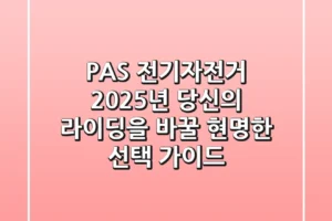 PAS 전기자전거: 2025년 당신의 라이딩을 바꿀 현명한 선택 가이드