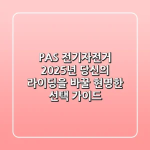 PAS 전기자전거: 2025년 당신의 라이딩을 바꿀 현명한 선택 가이드