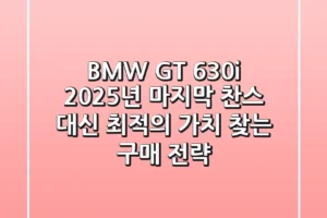 BMW GT 630i: 2025년, ‘마지막 찬스’ 대신 ‘최적의 가치’ 찾는 구매 전략