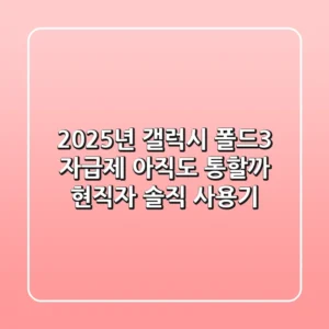2025년 갤럭시 폴드3 자급제, 아직도 통할까? 현직자 솔직 사용기