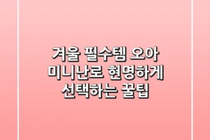 겨울 필수템 오아 미니난로, 현명하게 선택하는 꿀팁!