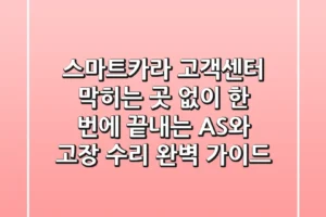 스마트카라 고객센터, 막히는 곳 없이 한 번에 끝내는 AS와 고장 수리 완벽 가이드