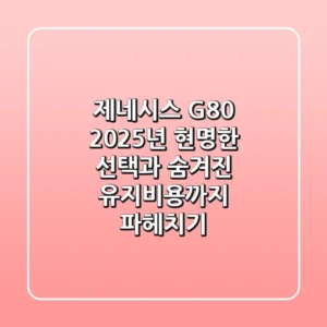 제네시스 G80, 2025년 현명한 선택과 숨겨진 유지비용까지 파헤치기