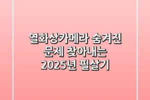 열화상카메라, 숨겨진 문제 찾아내는 2025년 필살기