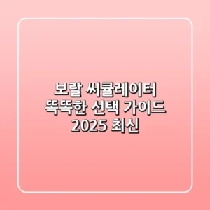 보랄 써큘레이터, 똑똑한 선택 가이드 (2025 최신)