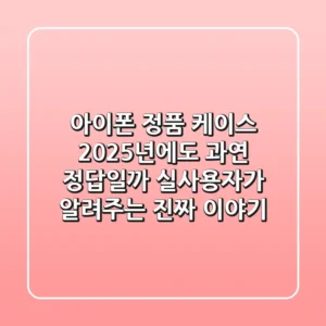 아이폰 정품 케이스, 2025년에도 과연 '정답'일까? 실사용자가 알려주는 진짜 이야기