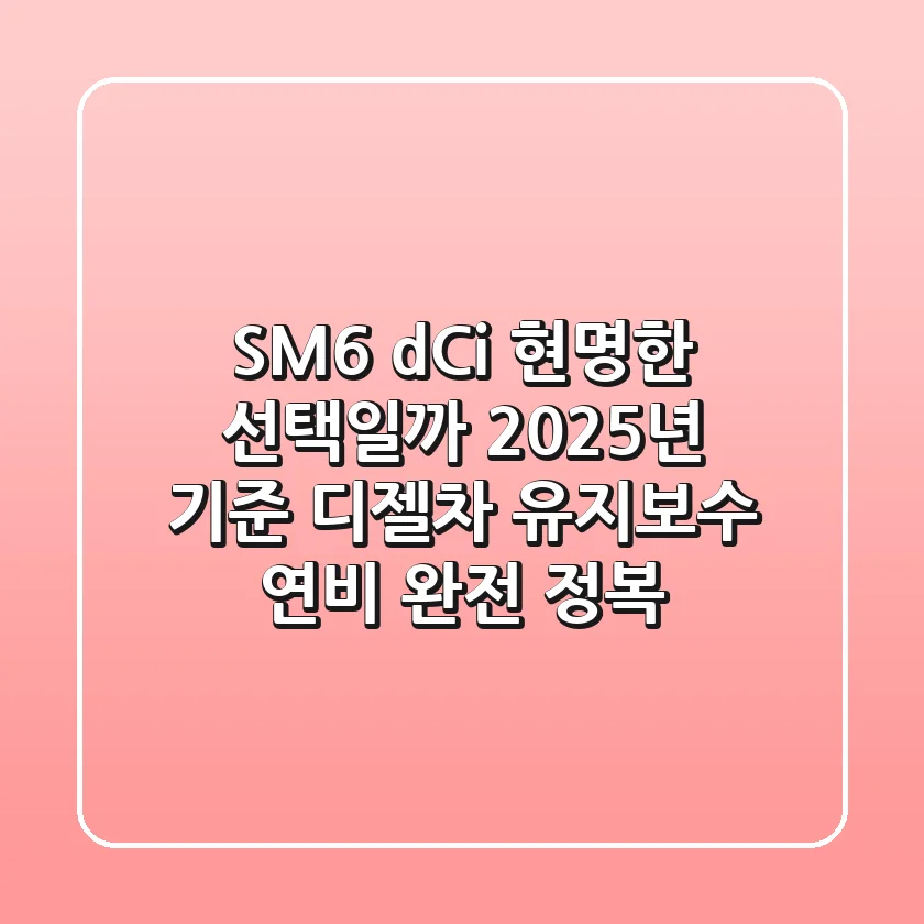 SM6 dCi, 현명한 선택일까? 2025년 기준 디젤차 유지보수 & 연비 완전 정복