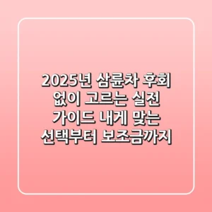 2025년 삼륜차, 후회 없이 고르는 실전 가이드: 내게 맞는 선택부터 보조금까지