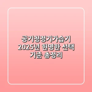 공기청정기가습기, 2025년 현명한 선택 기준 총정리