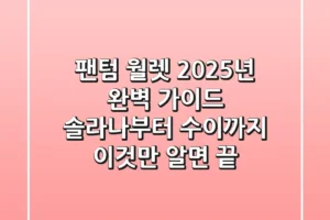 팬텀 월렛 2025년 완벽 가이드: 솔라나부터 수이까지, 이것만 알면 끝!