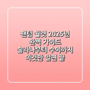 팬텀 월렛 2025년 완벽 가이드: 솔라나부터 수이까지, 이것만 알면 끝!
