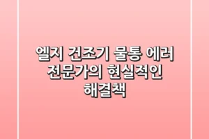 엘지 건조기 물통 에러, 전문가의 현실적인 해결책