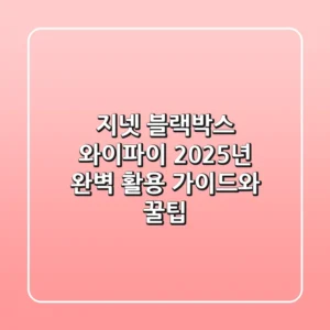 지넷 블랙박스 와이파이: 2025년 완벽 활용 가이드와 꿀팁