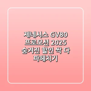 제네시스 GV80 프로모션 2025, 숨겨진 할인 싹 다 파헤치기