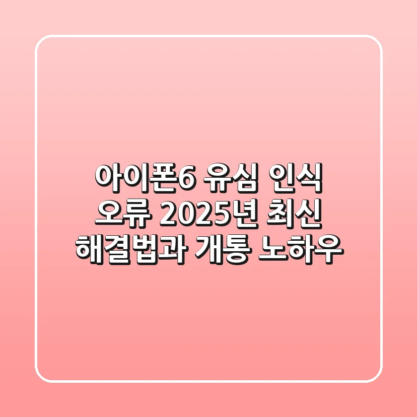 아이폰6 유심 인식 오류? 2025년 최신 해결법과 개통 노하우