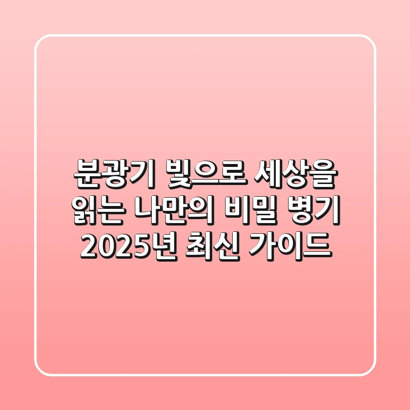 분광기: 빛으로 세상을 읽는 나만의 비밀 병기 (2025년 최신 가이드)