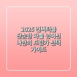 2025 컨버터블, 단순한 차를 넘어선 '나만의 드림카' 선택 가이드
