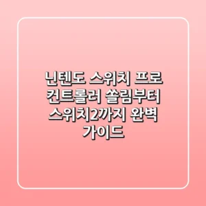 닌텐도 스위치 프로 컨트롤러: 쏠림부터 스위치2까지, 완벽 가이드