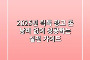 2025년 틱톡 광고, 돈 낭비 없이 성공하는 실전 가이드