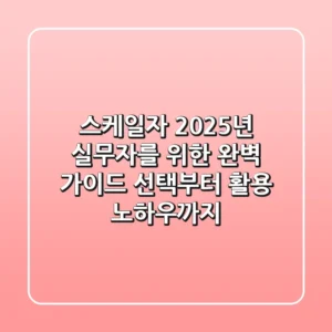 스케일자, 2025년 실무자를 위한 완벽 가이드: 선택부터 활용 노하우까지