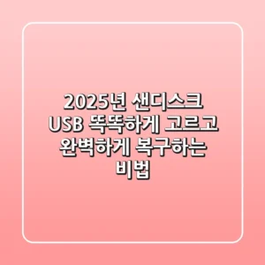 2025년 샌디스크 USB, 똑똑하게 고르고 완벽하게 복구하는 비법