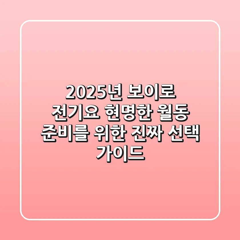 2025년 보이로 전기요, 현명한 월동 준비를 위한 '진짜' 선택 가이드