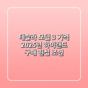 테슬라 모델 3 가격, 2025년 하이랜드 구매 현실 조언