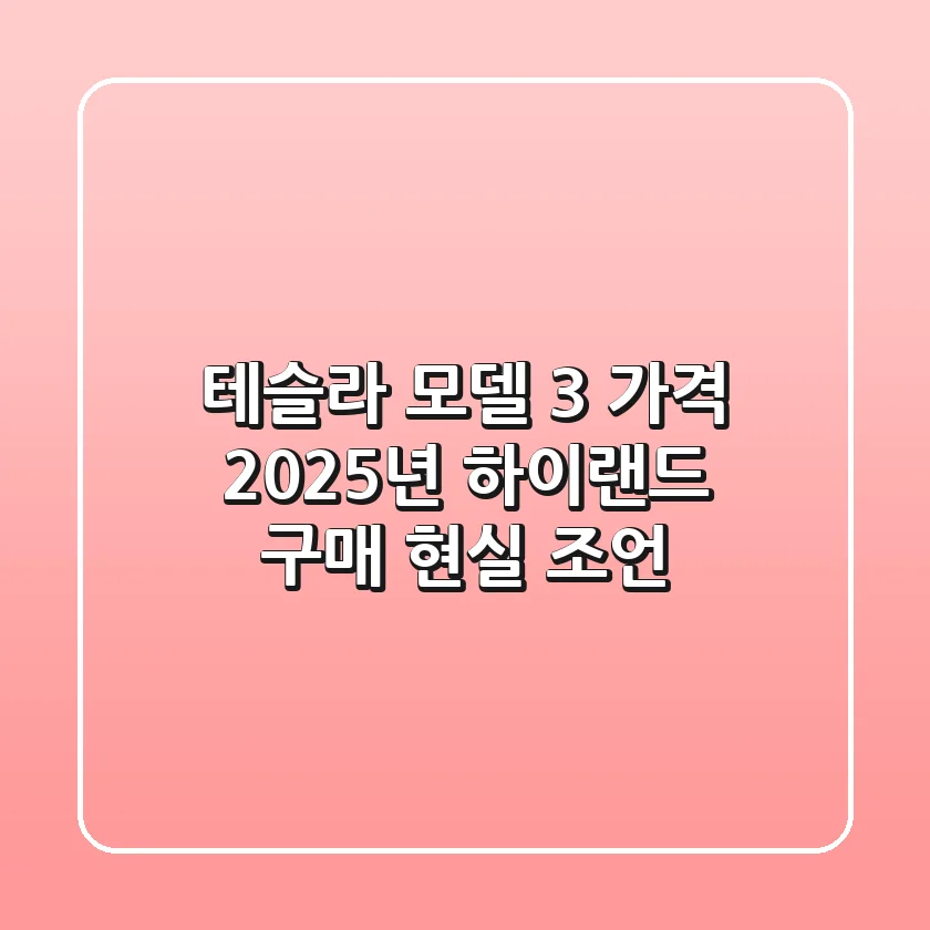 테슬라 모델 3 가격, 2025년 하이랜드 구매 현실 조언